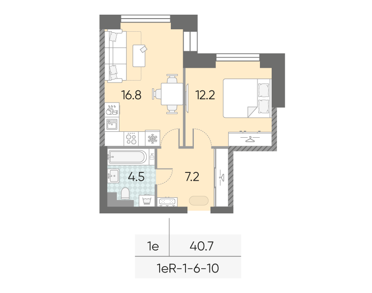 2 ккв (Евро) 40,7 м²