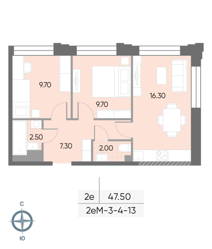 3 ккв (Евро) 47,5 м²