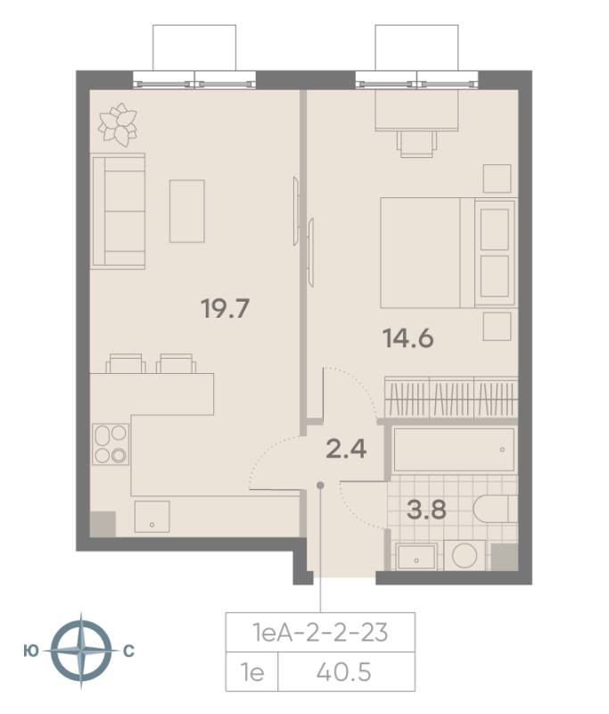 2 ккв (Евро) 45,8 м²