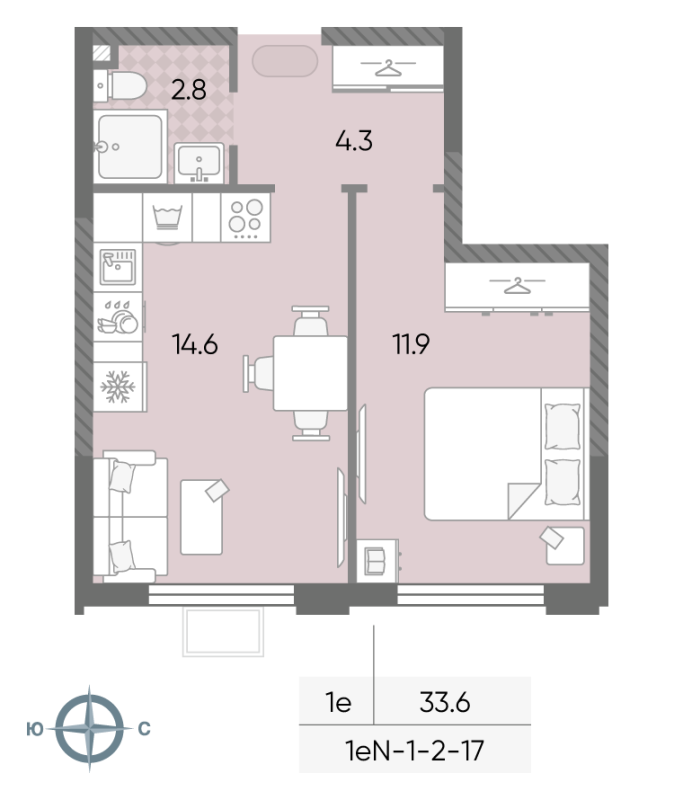 1 ккв 33,6 м²