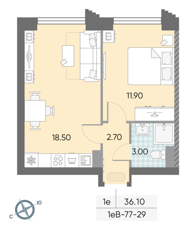 2 ккв (Евро) 36,1 м²