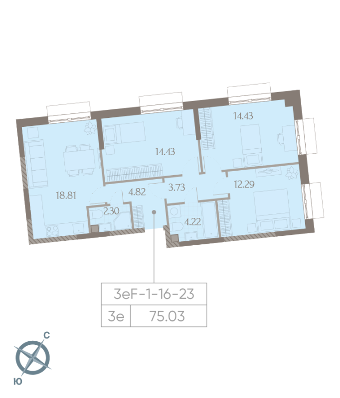 4 ккв (Евро) 75,2 м²