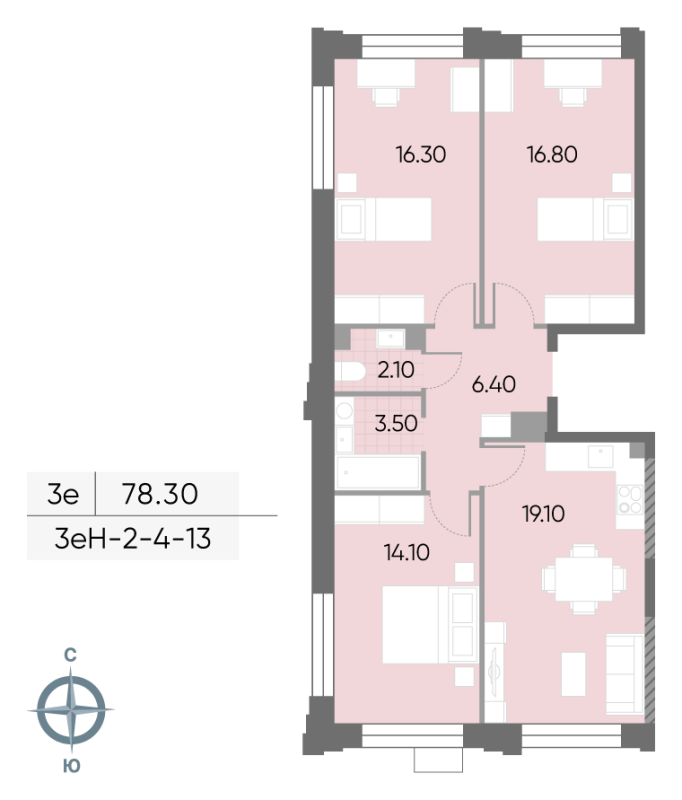 4 ккв (Евро) 78,3 м²