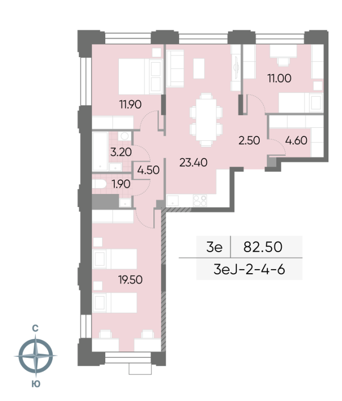 4 ккв (Евро) 82,5 м²