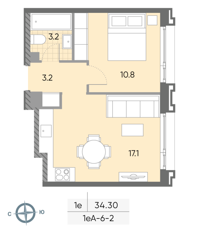 2 ккв (Евро) 35 м²
