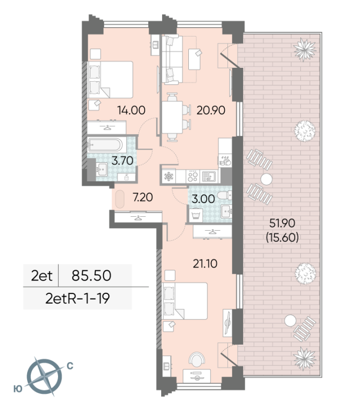 3 ккв (Евро) 85,5 м²
