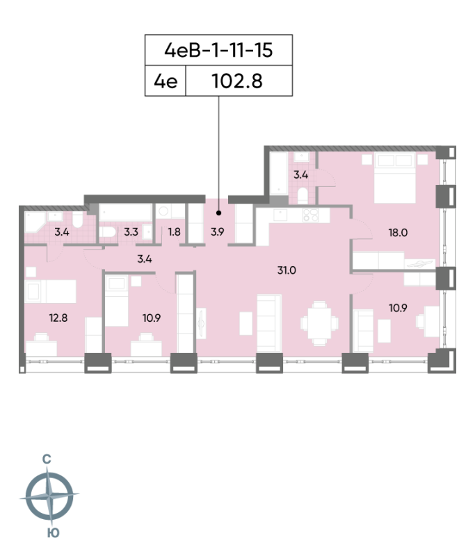 5 ккв (Евро) 103,4 м²