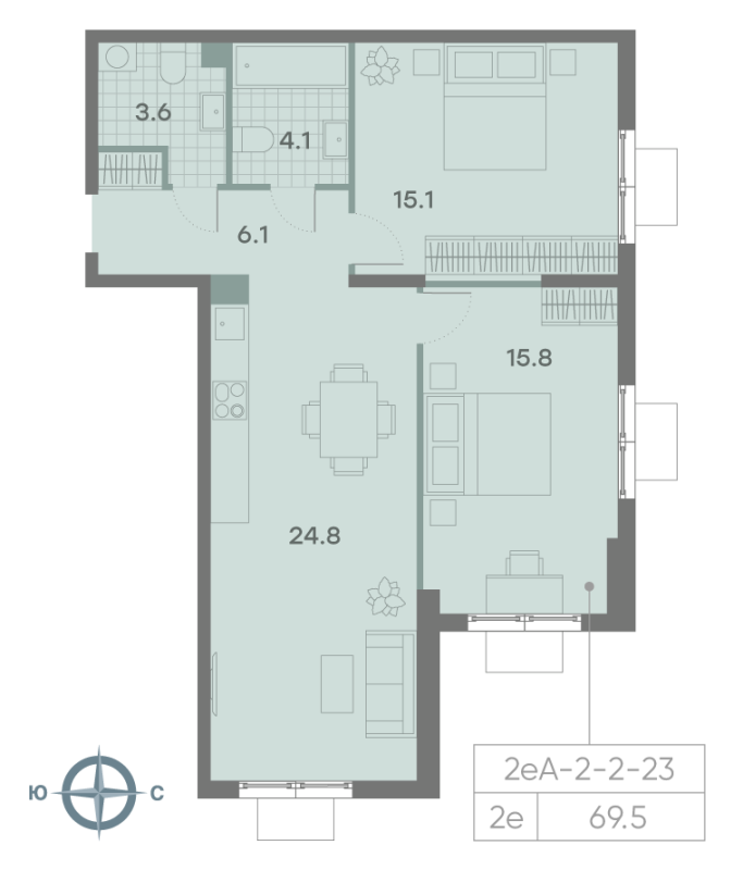 3 ккв (Евро) 68,3 м²