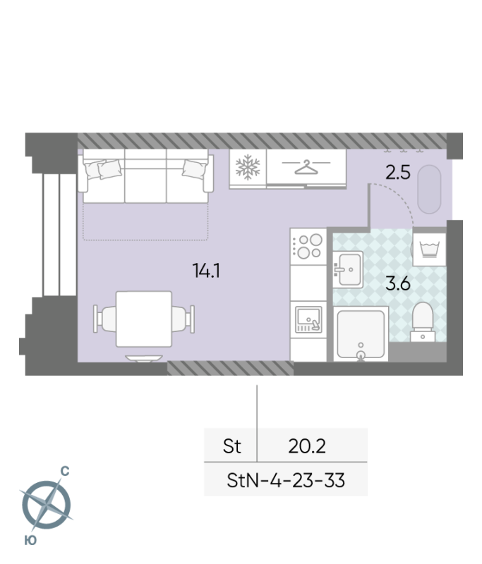 Студия 20,2 м²