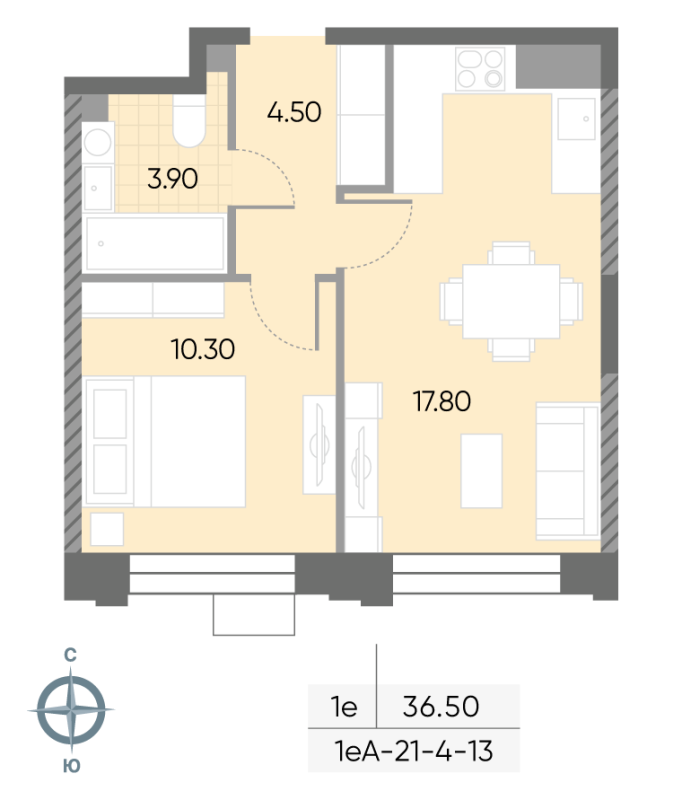 2 ккв (Евро) 36,5 м²