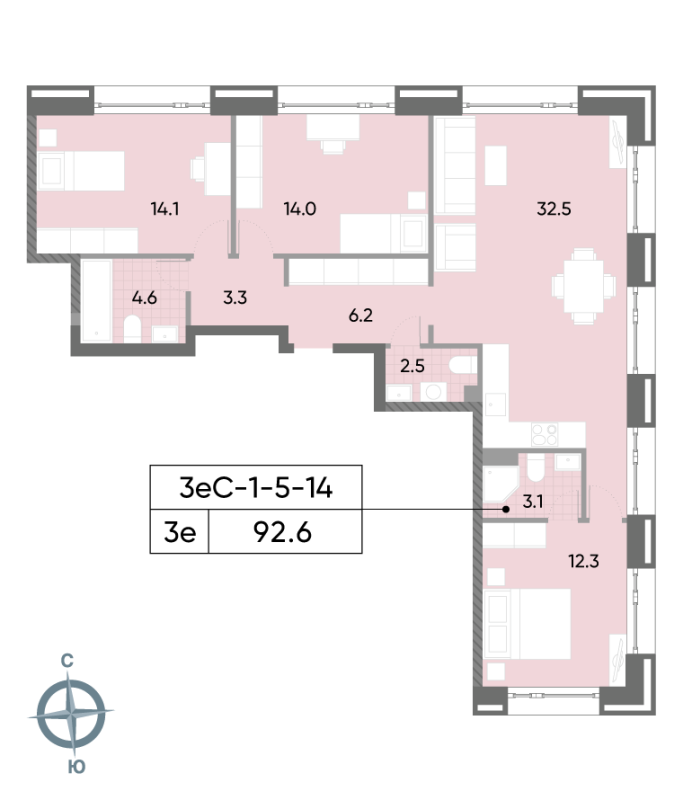 4 ккв (Евро) 93,4 м²