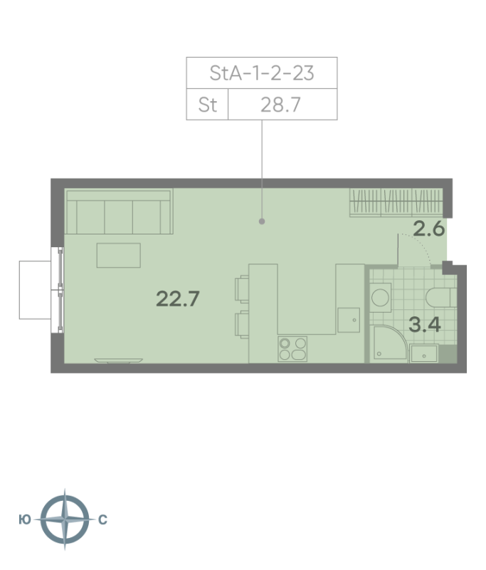 Студия 28,2 м²