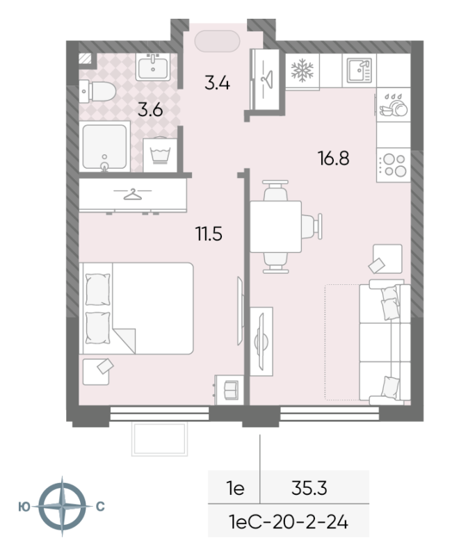 2 ккв (Евро) 35,3 м²