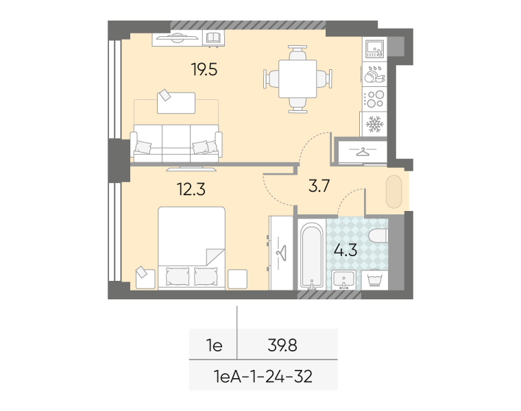 2 ккв (Евро) 39,8 м²