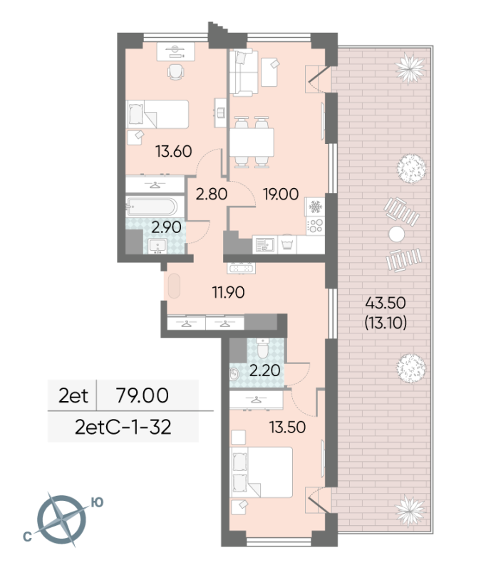 3 ккв (Евро) 79 м²