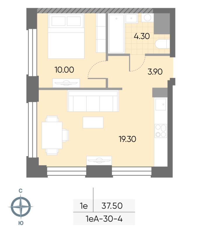 2 ккв (Евро) 37,5 м²