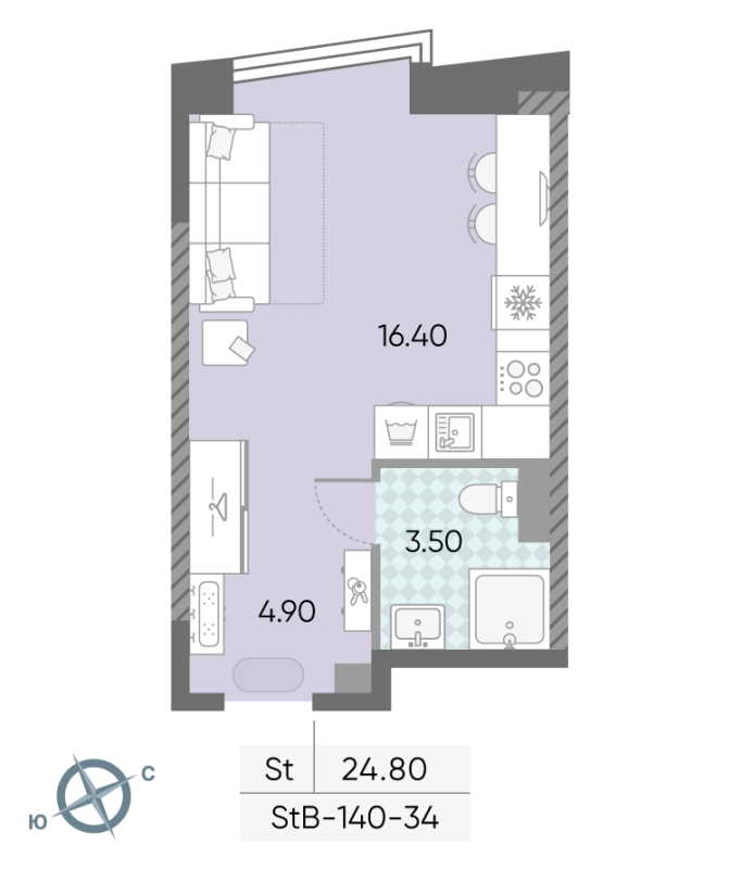 Студия 24,8 м²