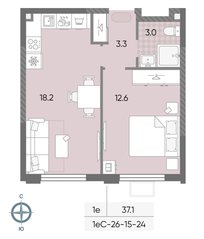 2 ккв (Евро) 37,1 м²