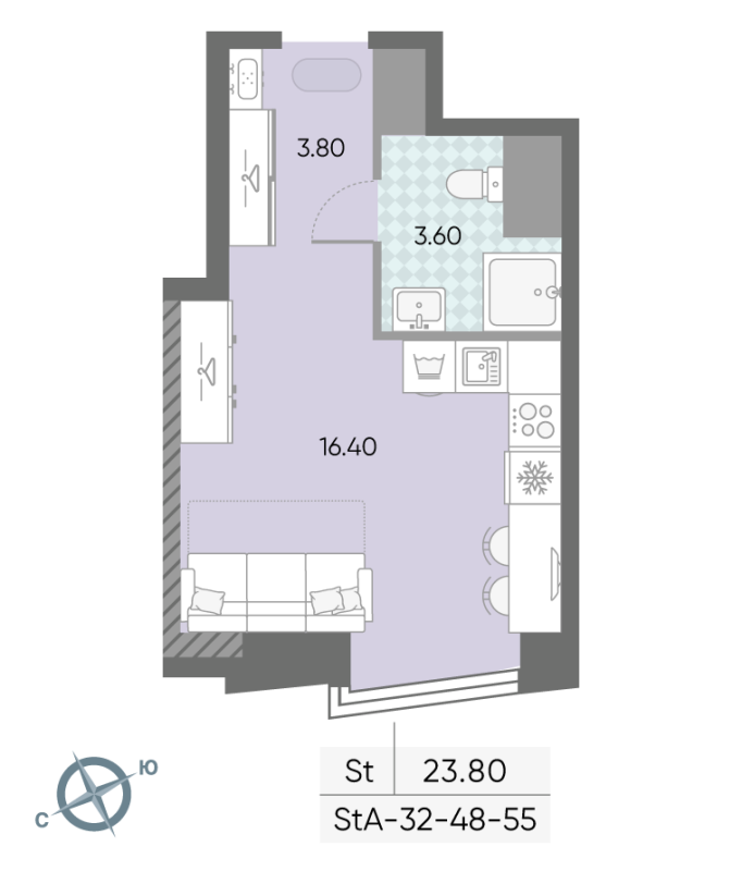 Студия 23,8 м²