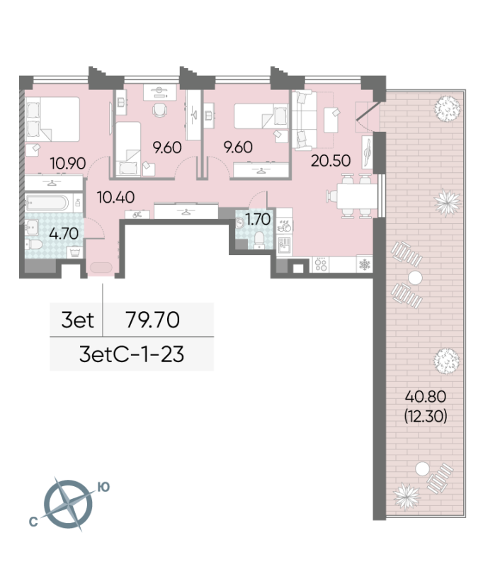 4 ккв (Евро) 79,7 м²