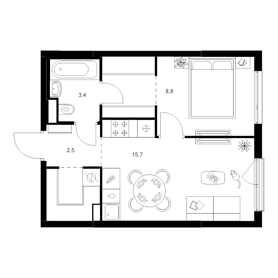2 ккв (Евро) 37,1 м²