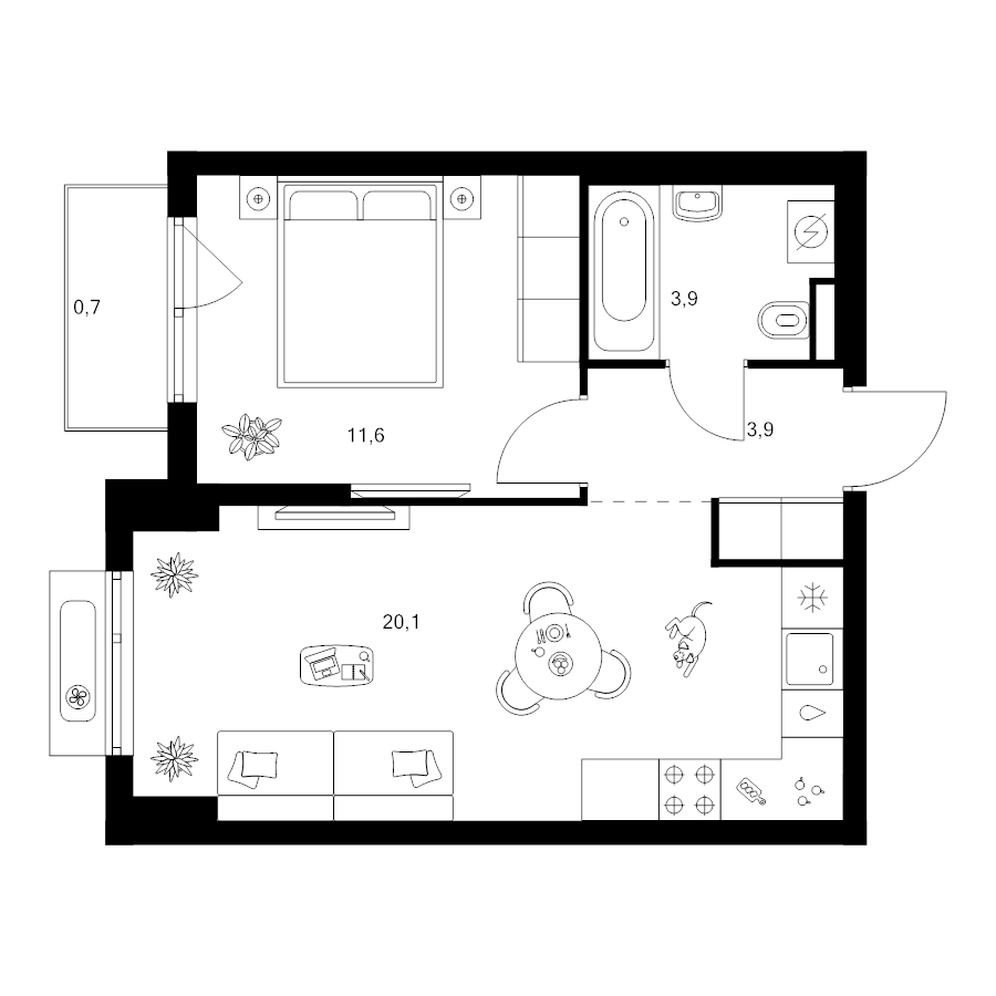 2 ккв (Евро) 40,2 м²