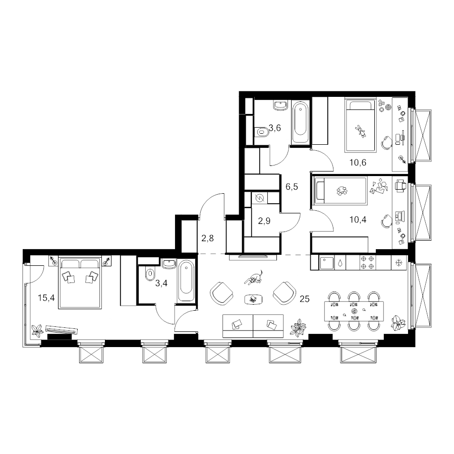 4 ккв (Евро) 80,6 м²