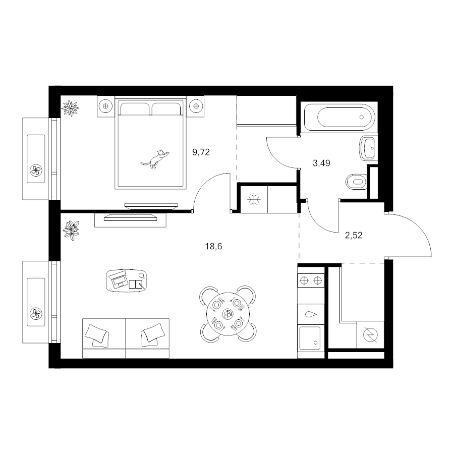 2 ккв (Евро) 39,1 м²