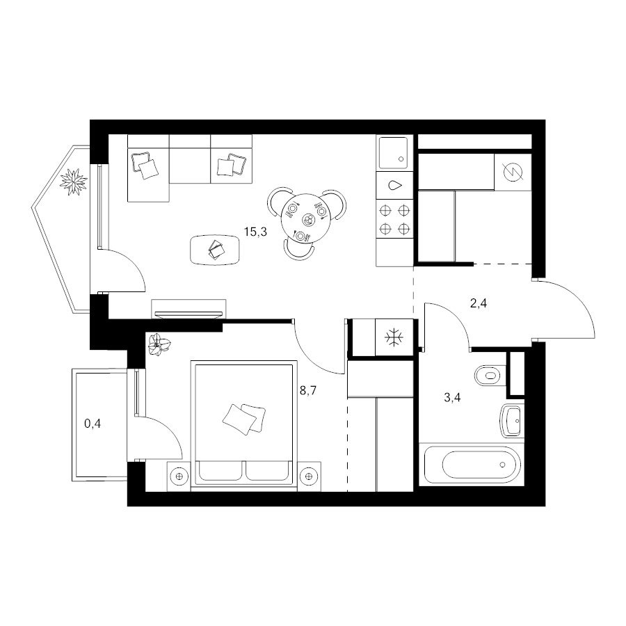 2 ккв (Евро) 36,1 м²
