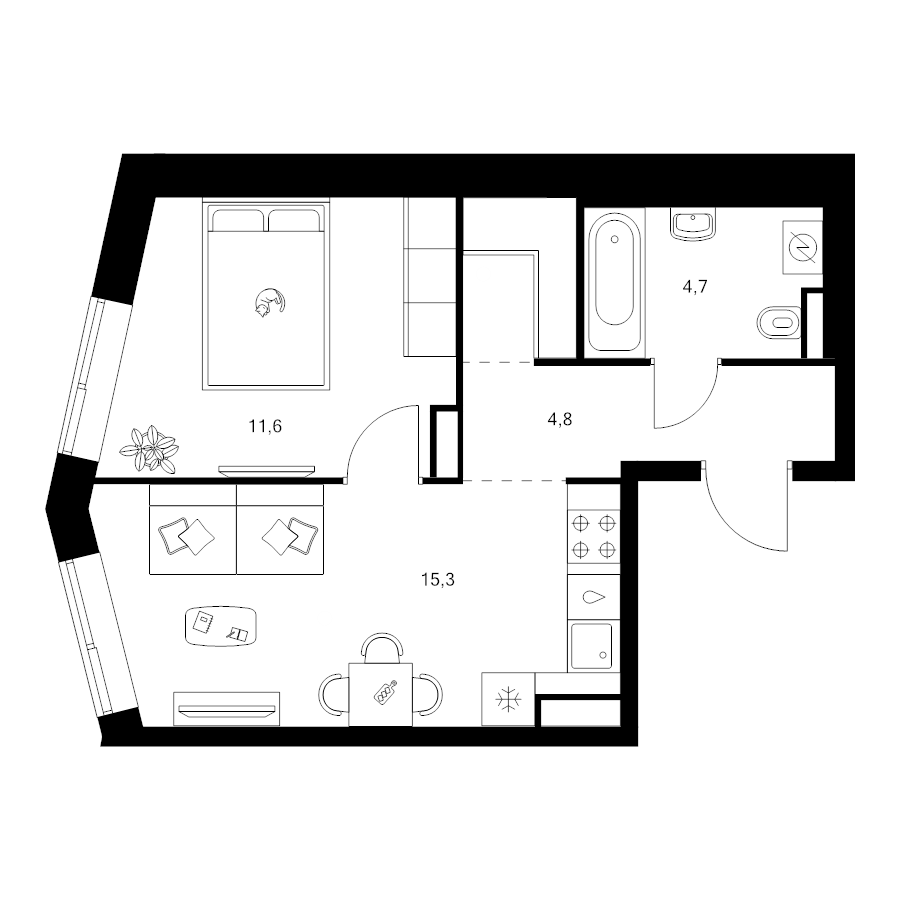 2 ккв (Евро) 38,7 м²