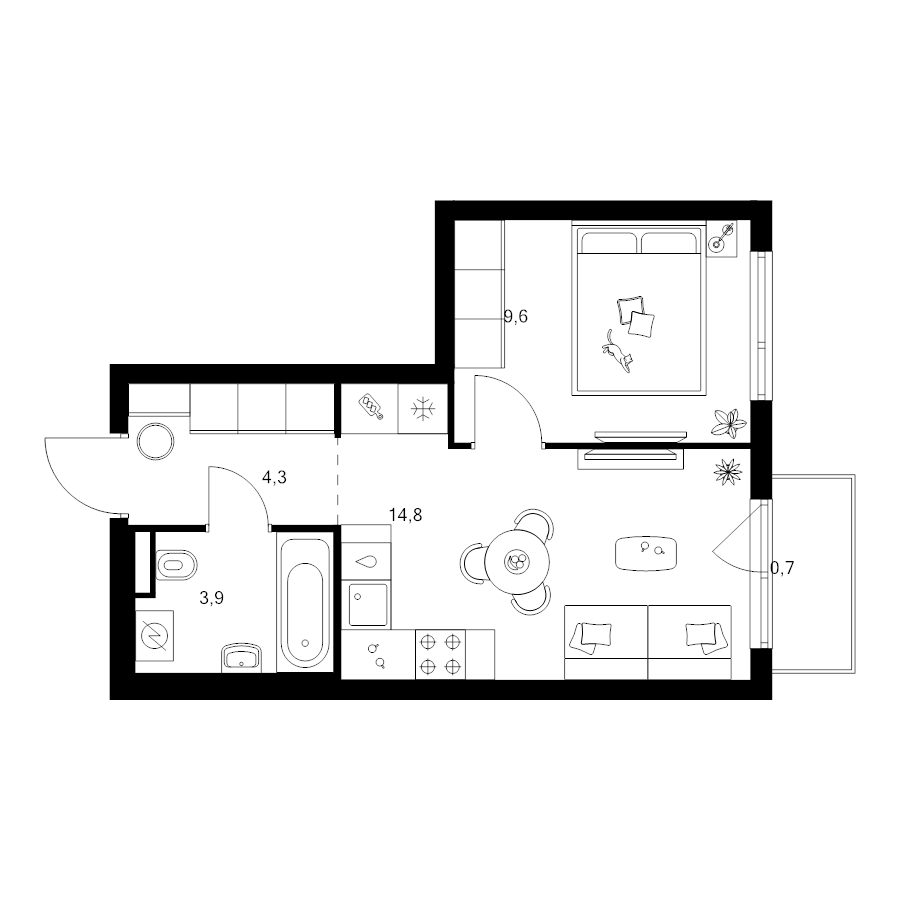 1 ккв 33,3 м²