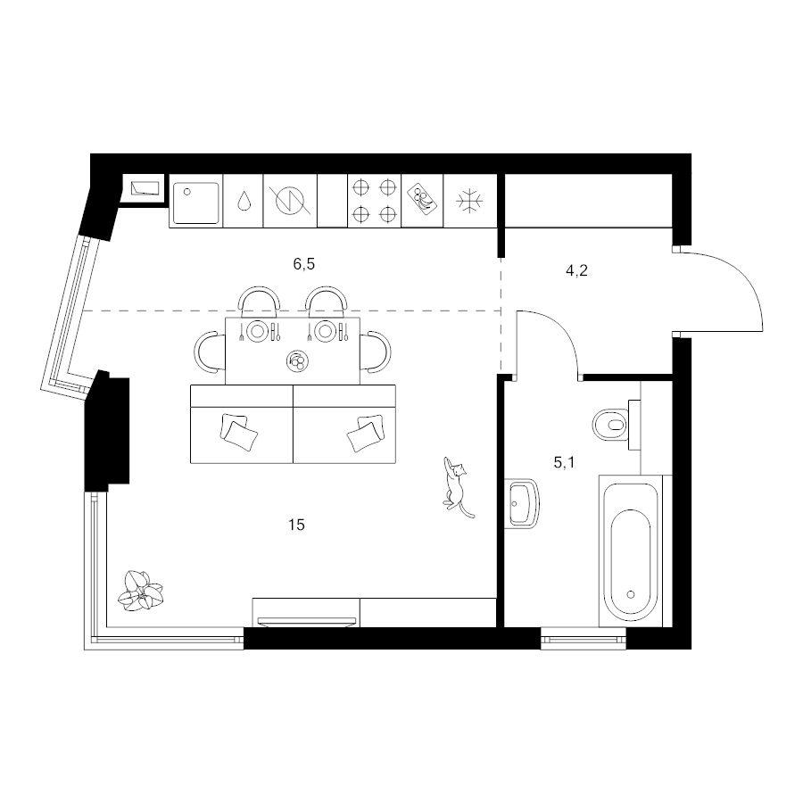 Студия 30,8 м²