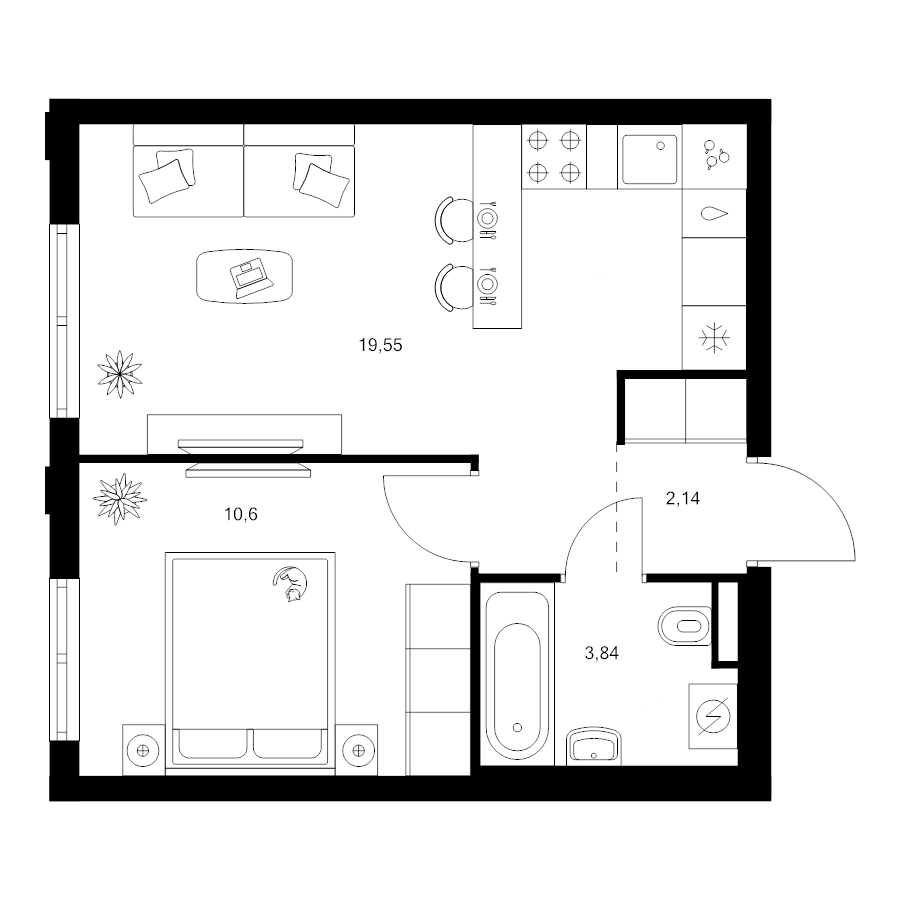 2 ккв (Евро) 36,1 м²