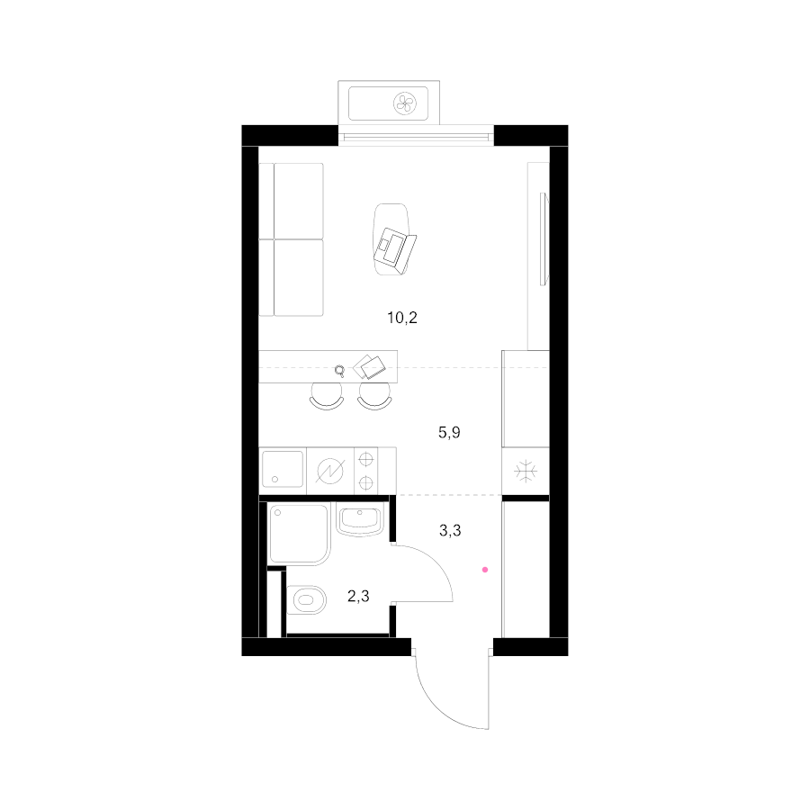 Студия 21,7 м²