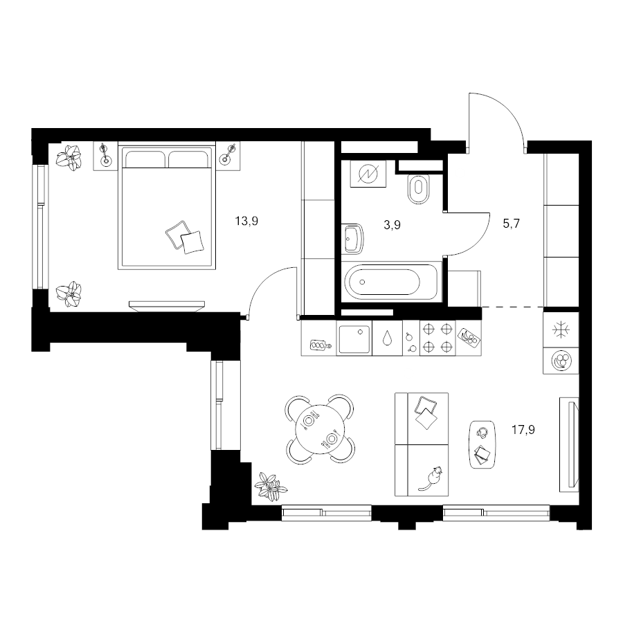 2 ккв (Евро) 41,4 м²