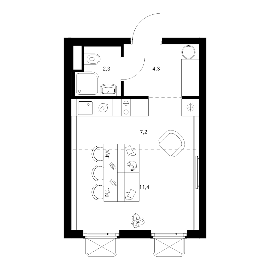 Студия 25,2 м²