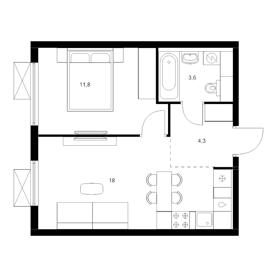 2 ккв (Евро) 37,7 м²