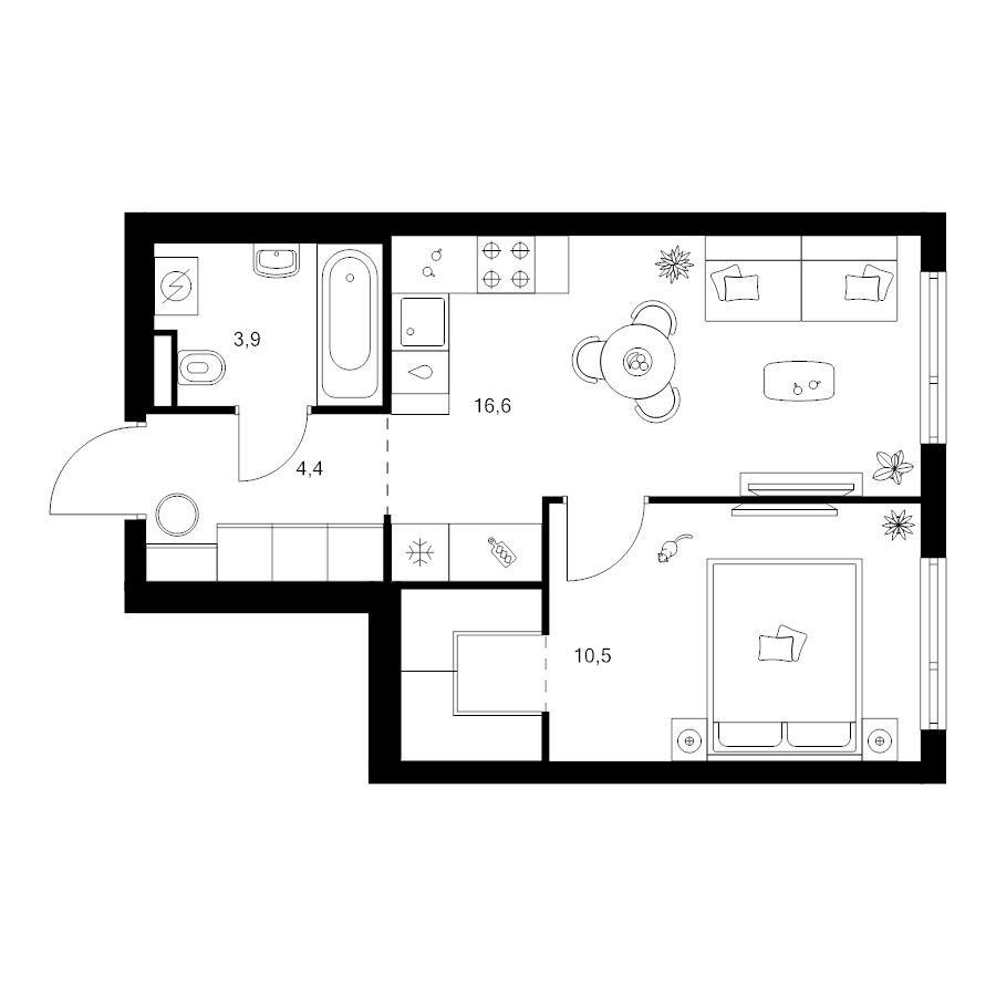 2 ккв (Евро) 38,1 м²