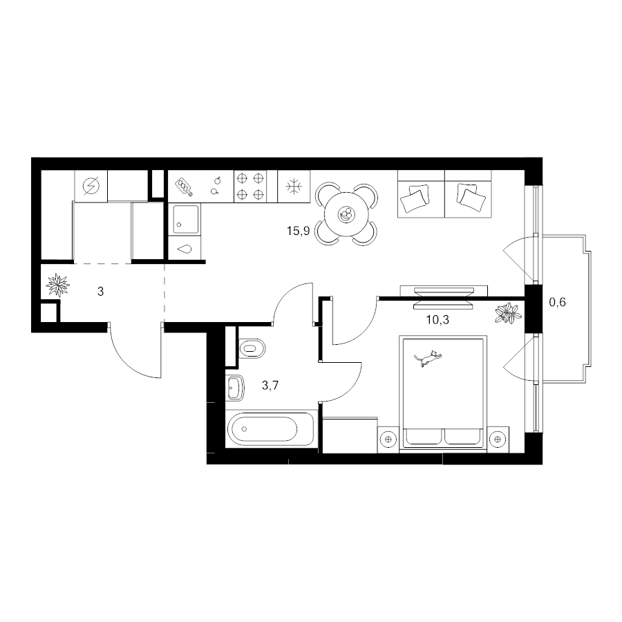 2 ккв (Евро) 37,1 м²