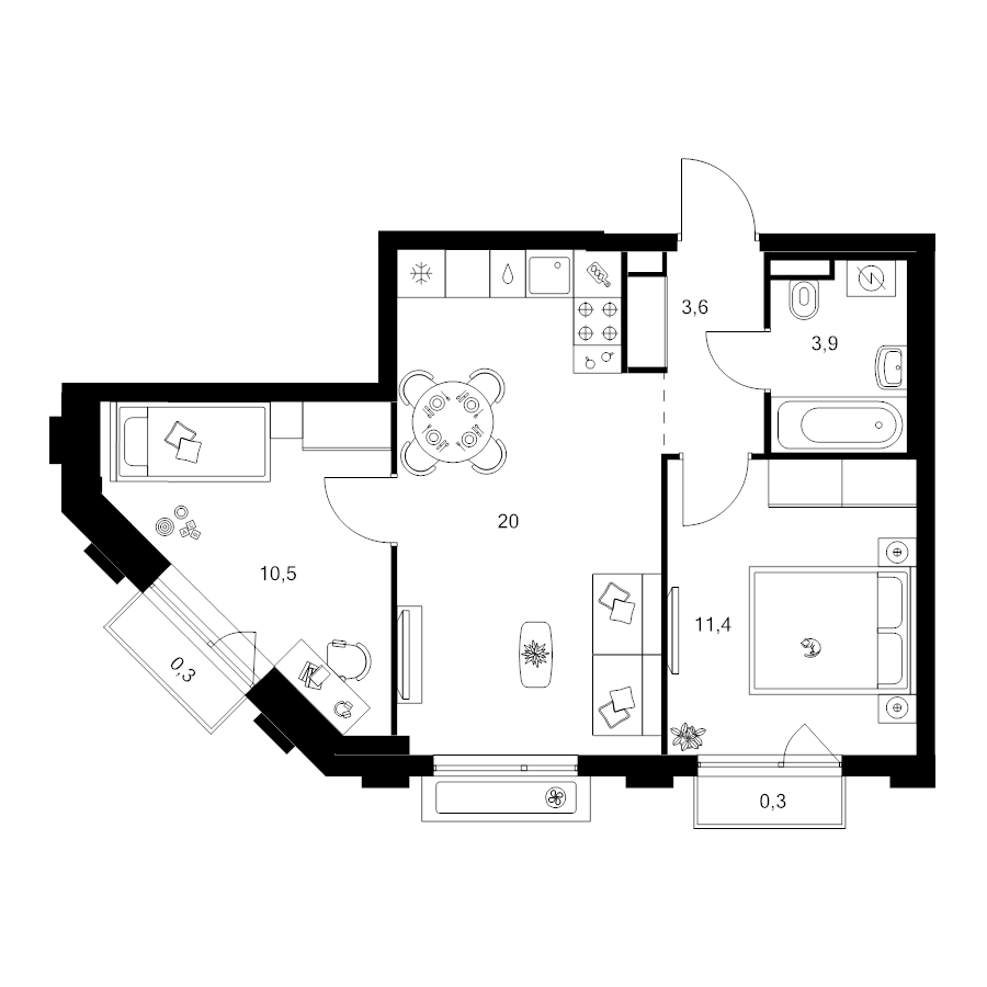 3 ккв (Евро) 50 м²
