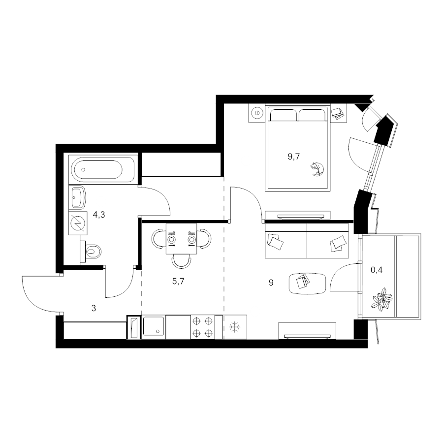 1 ккв 35,4 м²