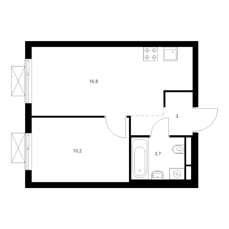 2 ккв (Евро) 33,7 м²
