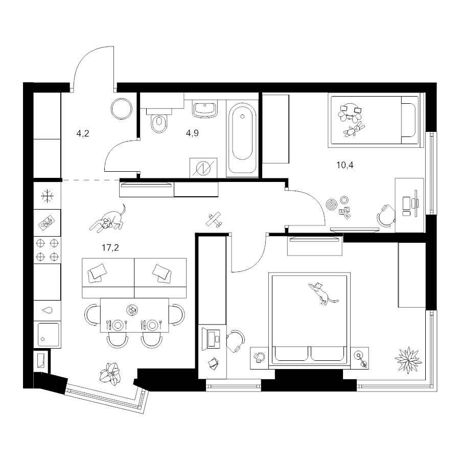 3 ккв (Евро) 51,9 м²