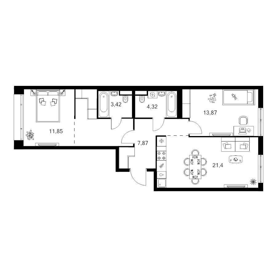 3 ккв (Евро) 72,3 м²