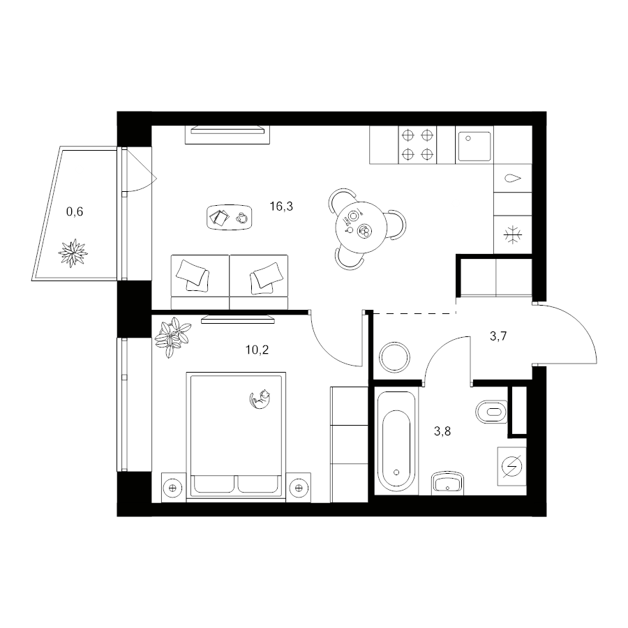 2 ккв (Евро) 34,6 м²
