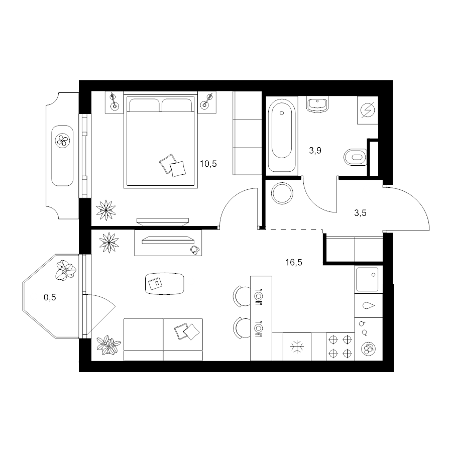 2 ккв (Евро) 34,9 м²