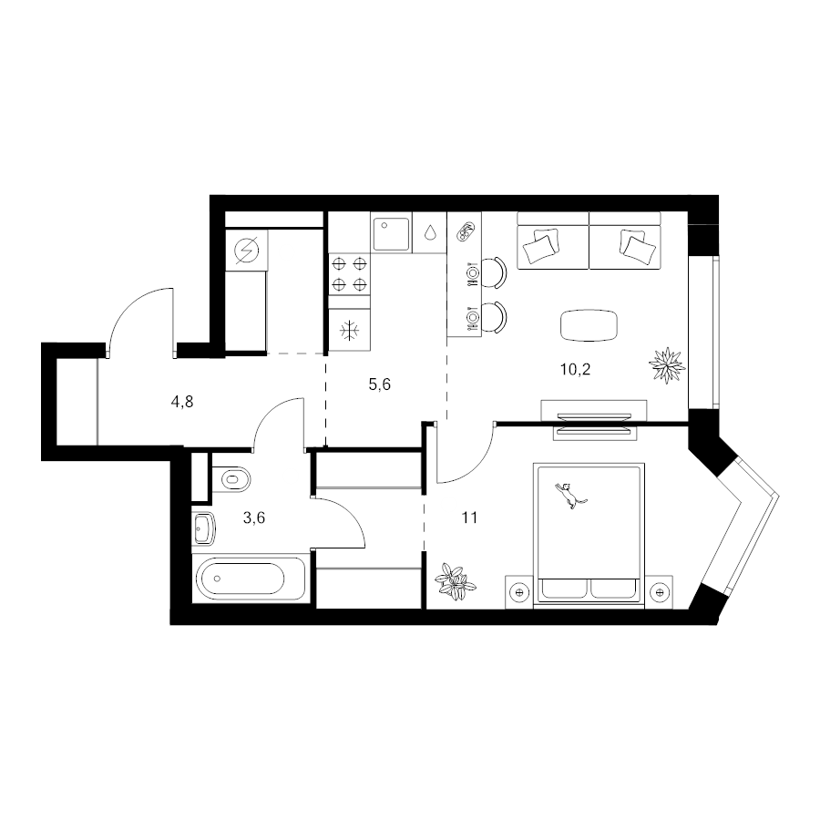 2 ккв (Евро) 41,1 м²