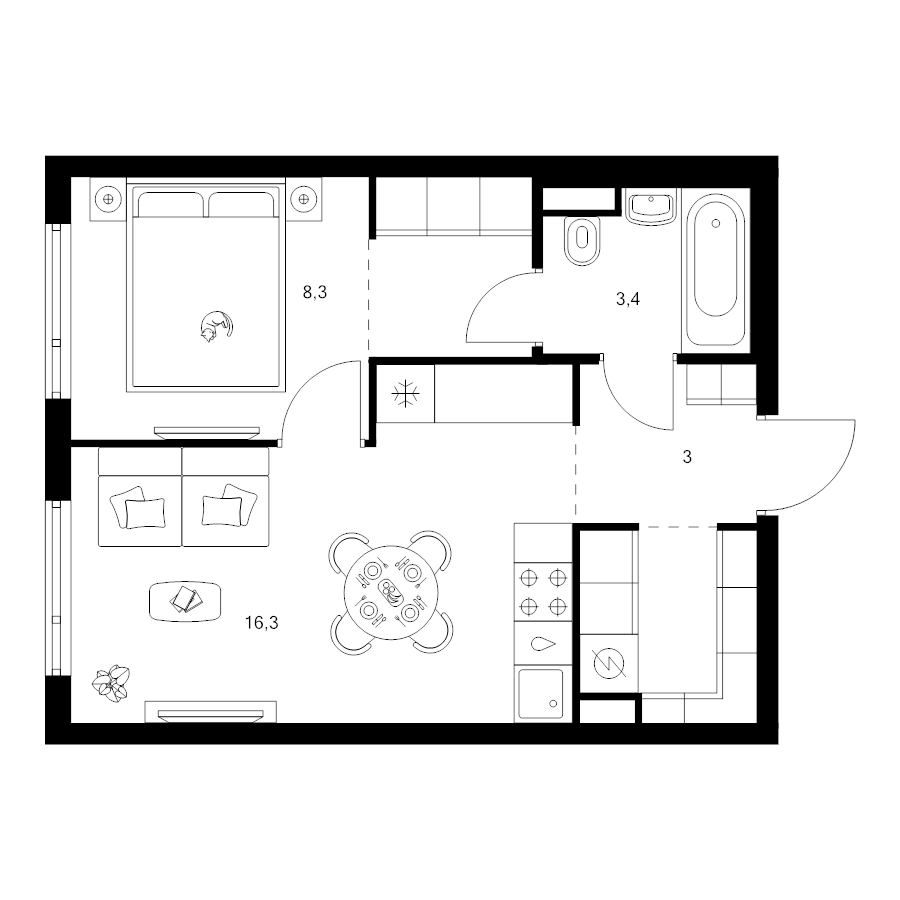 2 ккв (Евро) 37,5 м²
