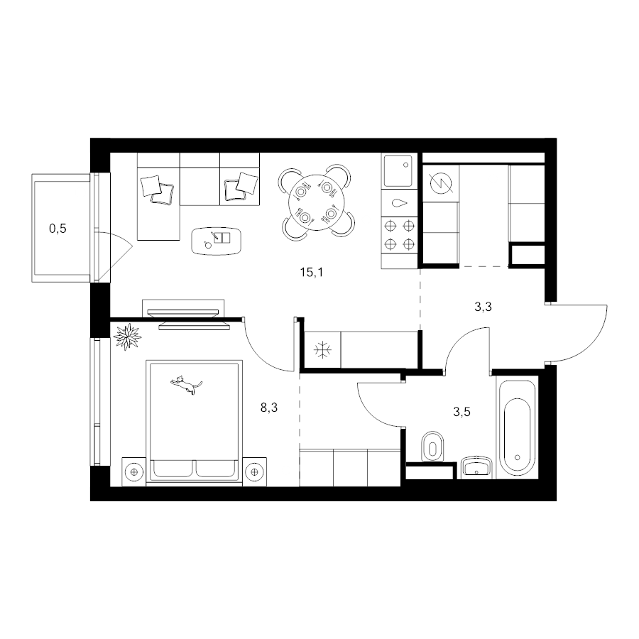 2 ккв (Евро) 36,8 м²