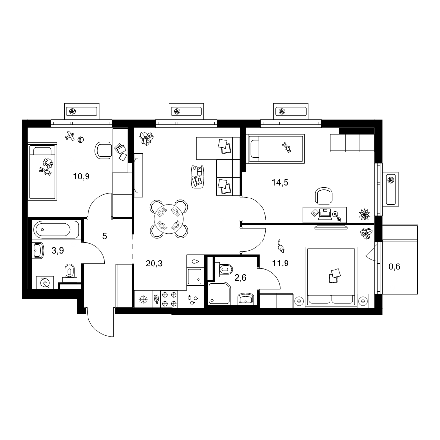 4 ккв (Евро) 69,7 м²